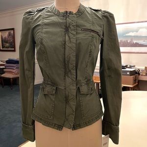 Free People Olive Green Fitted Military Jacket